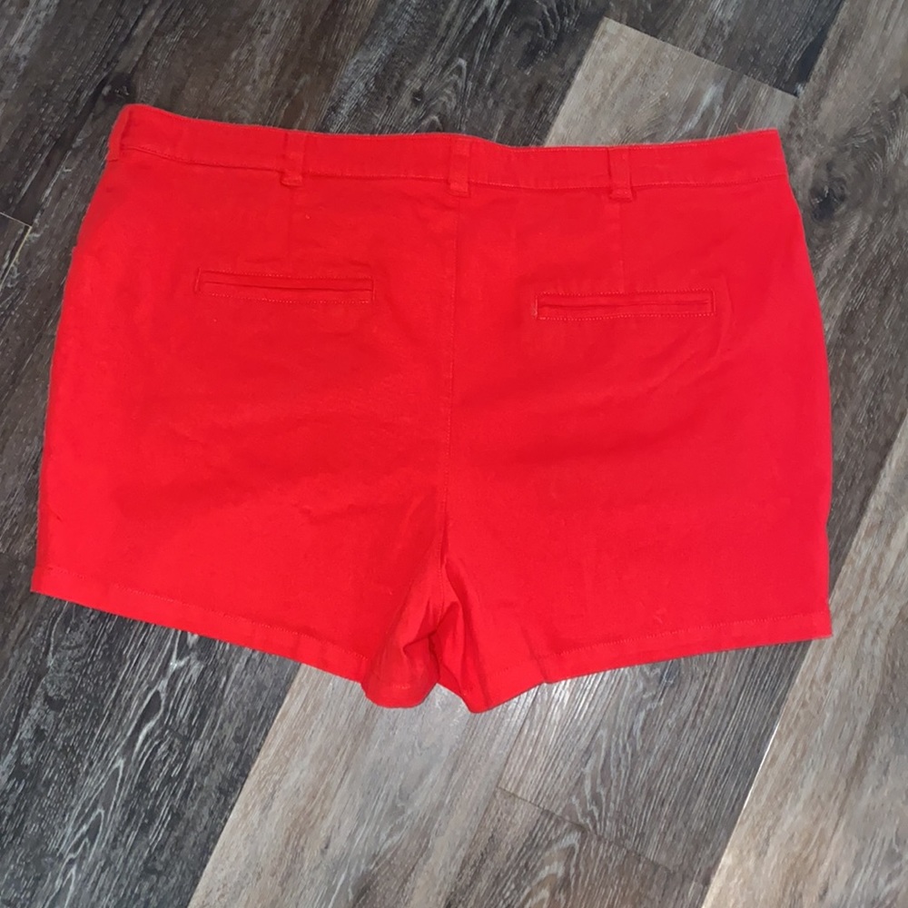 Red ModCloth Button Fly Shorts - Picture 3 of 7